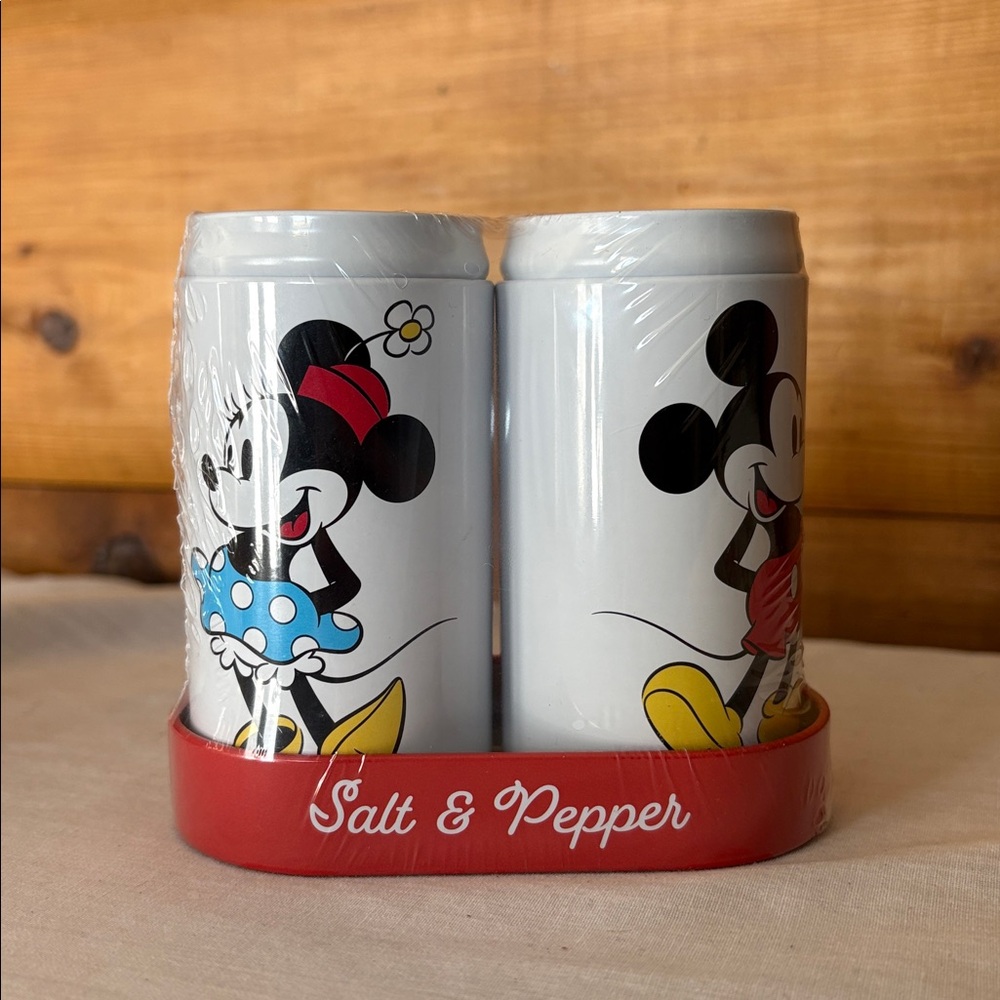 Disney Mickey and Minnie Mouse Tin Salt and Pepper Shakers